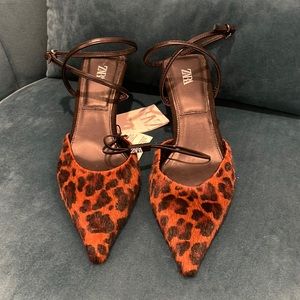 Zara leopard print kitten heels